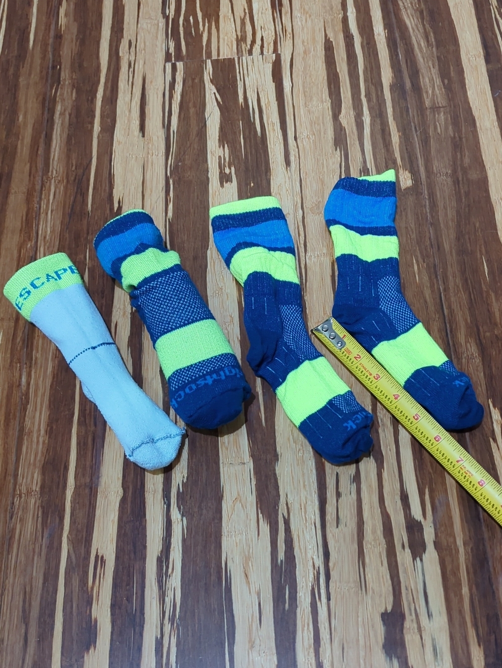 Kid's Performance Crew Socks - Neon Yellow & Blue (2 pair)